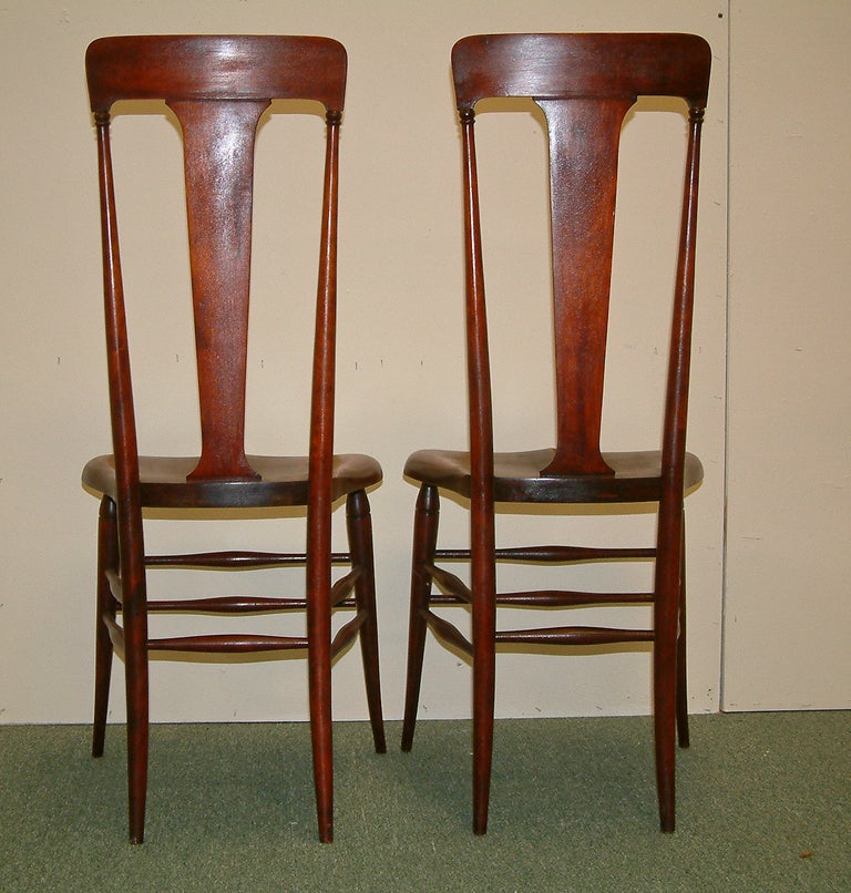 Art Nouveau F. H. Conant's Sons Highback Cherrywood Side Chairs